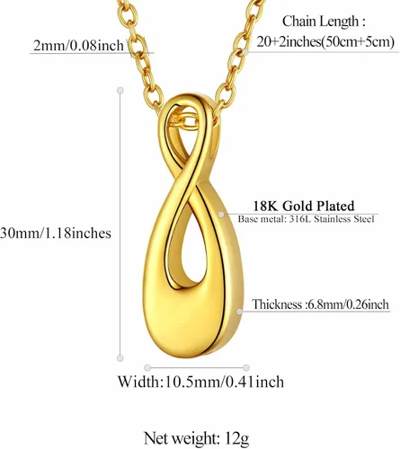 Miniatura 71 de FindChic Collares personalizados con urna para cenizas, barra vertical, gato, luna, reloj de arena, garra de perro, acero inoxidable, chapado en oro