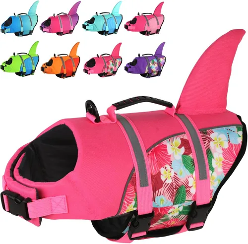 Miniatura 14 de Doglay Chaleco salvavidas para perro, tejido antidesgarros Ripstop, lindo chaleco salvavidas para perros con flotabilidad superior y asa de rescate
