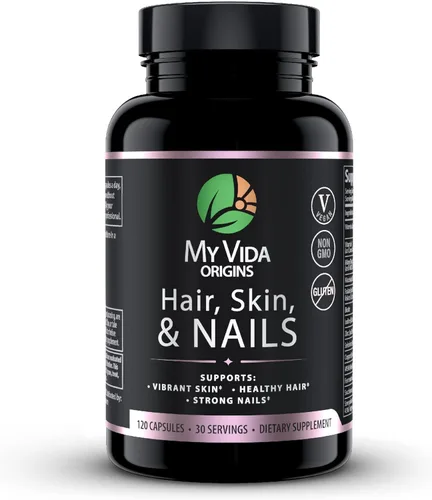 My Vida Origins Cabello y uñas | Cabello más grueso, uñas más fuertes, piel vibrante | Apoya la belleza natural | Zinc, biotina, vitamina E | Vegano