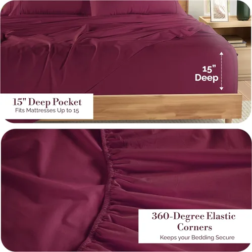 Miniatura 96 de Casa Platino Juego de sábanas individual XL de percal – Juego de sábanas de 4 piezas 100% algodón individual XL, con sábana ajustada de bolsillo 05