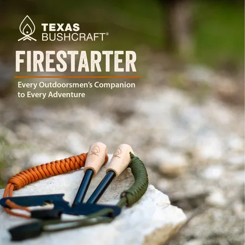 Miniatura 4 de Kit de supervivencia con iniciador de fuego Texas Bushcraft - Barra de hierro y pedernal de acero, herramienta con golpeador Bolsa de yesca