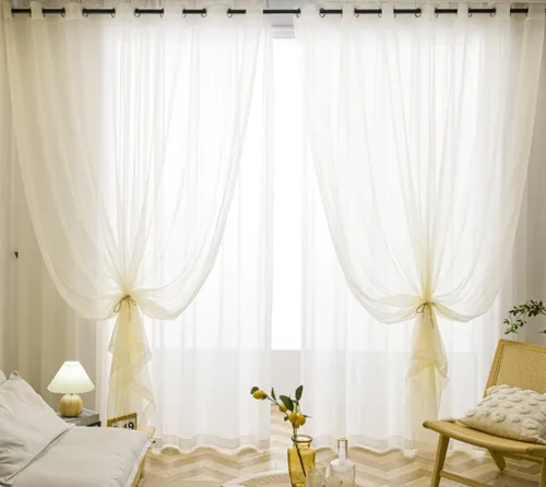 Miniatura 27 de PI - Cortinas traslúcidas con paneles pequeños, cortina transparente para ventana de cocina, mirador, 2 paneles