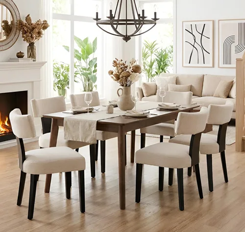 Miniatura 17 de Shunzhi Juego de 2 sillas de comedor modernas de mediados de siglo, sillas tapizadas de madera para comedor, sillas de cocina estilo granja, sillas