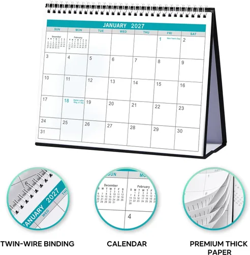 Miniatura 5 de Calendario de escritorio 2026-2027 – Calendario de escritorio de julio de 2026 a diciembre de 2027, calendario de 10 x 8.3 pulgadas, calendario