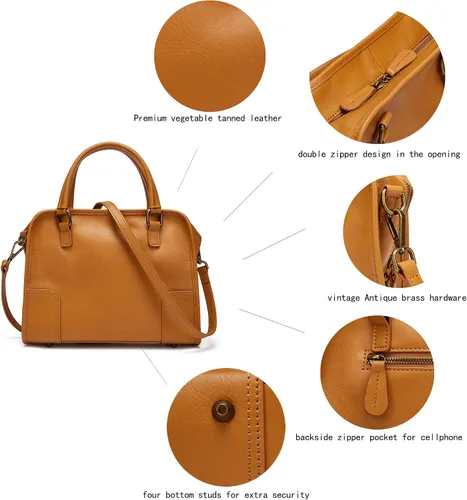 Miniatura 7 de Bolso pequeño de piel de cabra gris y marrón con asa superior de cuero