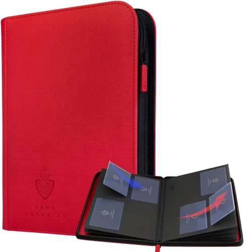 Miniatura 8 de Card Guardian - Carpeta de tarjetas de 4 bolsillos para 160 tarjetas (negra) Cierre de cremallera y bolsillos de carga lateral Compatible