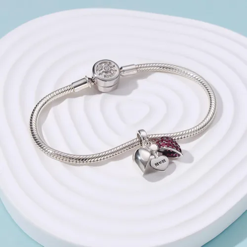 Miniatura 2 de SOUKISS Abalorios colgantes de plata de ley 925 con diseño de corazón de amor para Pandora, pulsera y collar