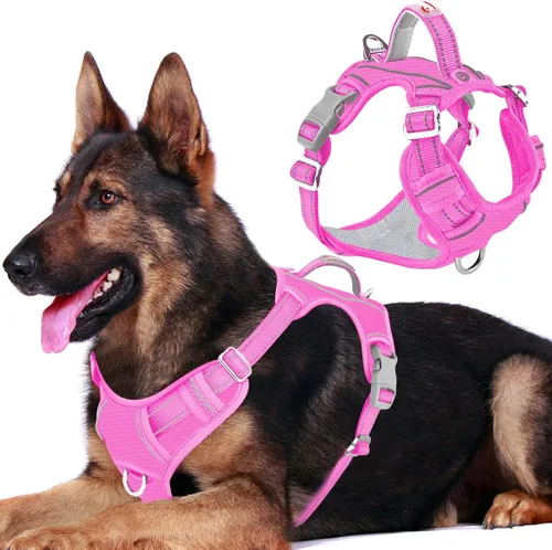 Miniatura 69 de BARKBAY Arnés para perro sin tirones con bolsillo para etiqueta de identificación, resistente, reflectante, fácil control para perros grandes