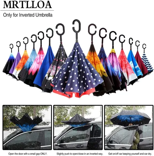 Miniatura 185 de MRTLLOA - Paraguas invertido de gran tamaño de 40/49/56 pulgadas - Sombrilla doble capa resistente al viento, con mango en forma de C y tamaño golf