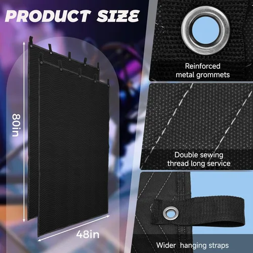 Miniatura 6 de 2 Piezas de Manta de Amortiguación de Sonido Grande 48" x 80", Manta Acústica de 850GSM con Ojales, Mantas de Absorción de Sonido de Estudio