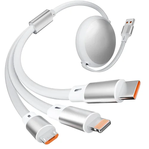 Miniatura 10 de Cable de carga múltiple 3 en 2, 1 paquete de cargadores retráctiles de 4 pies para todos los dispositivos, adaptador de cable de carga múltiple USBC