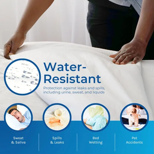 Miniatura 4 de Hygea Natural Lujosa funda de colchón – Resistente al agua, lavable, transpirable y elástica hasta 15 pulgadas. Funda de colchón con cremallera