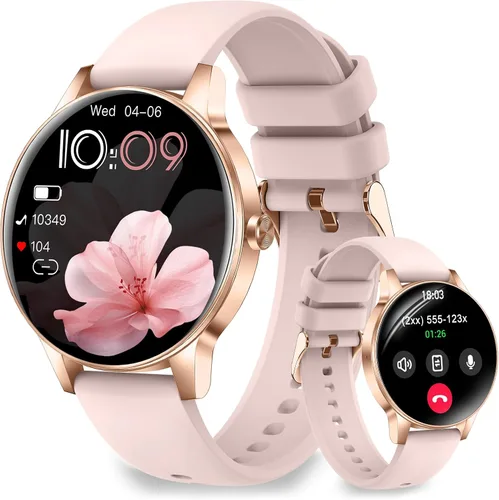 Efolen Relojes inteligentes para mujer, contestar/hacer llamadas, monitor de actividad física HD de 1.27 pulgadas para Android iPhone, monitor de