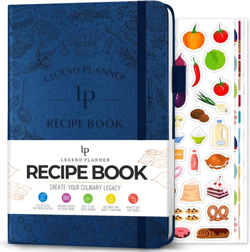 Miniatura 8 de Legend - Libro de recetas familiar en blanco para escribir tus propias recetas, diario de cocina vacío, cuaderno de cocina personalizado, tapa dura
