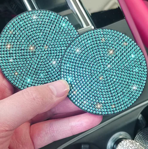 Miniatura 4 de NBTEPEM 2 posavasos de auto con diamantes de imitación, 2.75 pulgadas, antideslizantes, a prueba de golpes, universal, a la moda, para auto