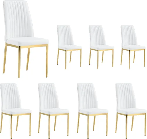 Miniatura 30 de Juego de 4 sillas de comedor modernas, de piel sintética, con patas de metal, para comedor, oficina, sala de espera (juego de 4, color blanco)
