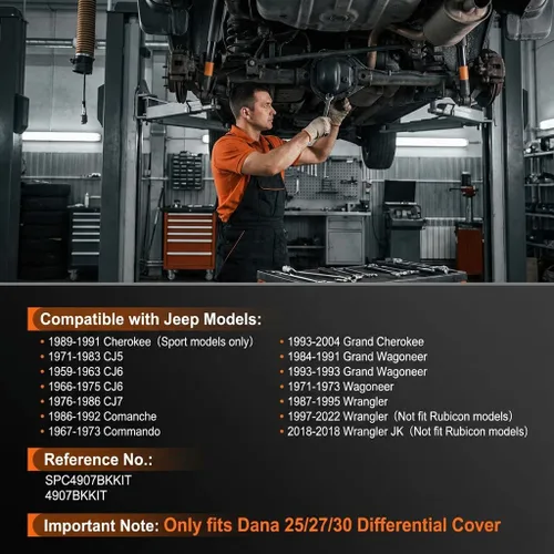 Miniatura 2 de Dana 30 cubierta de diferencial delantera de aluminio negro con aletas de 10 pernos para CJ TJ YJ JK