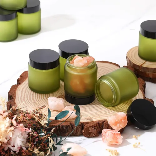 Miniatura 6 de Norme 24 Frascos de Vidrio de 4 oz con Tapas Herméticos Redondos a Prueba de Fugas Vacíos para Cosméticos con Forros Internos en la Tapa para Verde