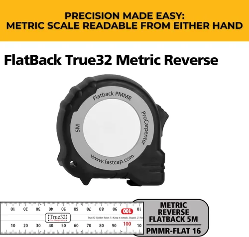 Miniatura 3 de FastCap ProCarpenter Métrica/Métrica Reversa Cinta Métrica de Respaldo Plano - Ideal para Profesionales y Mejoras del Hogar - con Clip de Cinturón