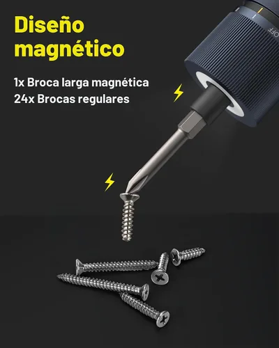 Miniatura 7 de HOTO Kit de destornillador eléctrico mejorado de 25 piezas, hexagonal de 1/4 pulgadas, tapa magnética, destornillador inalámbrico recargable de 1500