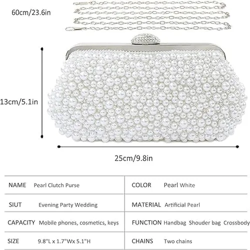 Miniatura 5 de Bolso de noche Pearl Clutch Bolso de boda GIfts para mujer
