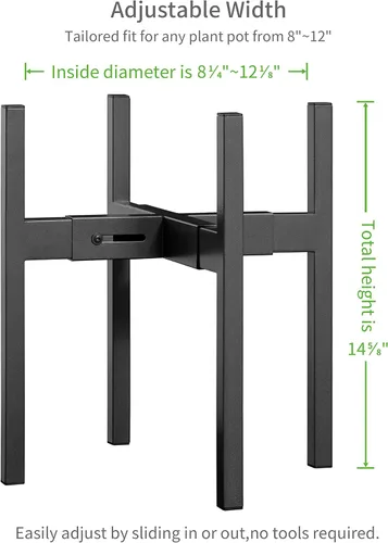 Miniatura 2 de FaithLand Soporte para plantas, tamaño ajustable para macetas de 8, 9, 10, 11, 12 pulgadas, soporte de metal para macetas, soporte extensible
