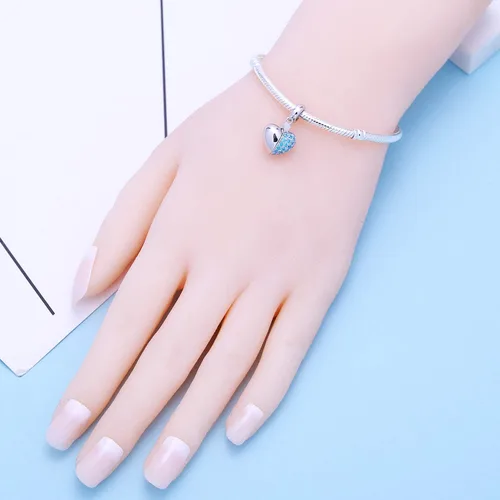 Miniatura 7 de SOUKISS Abalorios colgantes de plata de ley 925 con diseño de corazón de amor para Pandora, pulsera y collar