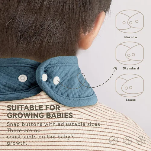 Miniatura 4 de Baberos de muselina para bebés para niños y niñas, baberos de algodón para babeo, baberos ajustables para recién nacidos para babeo y dentición