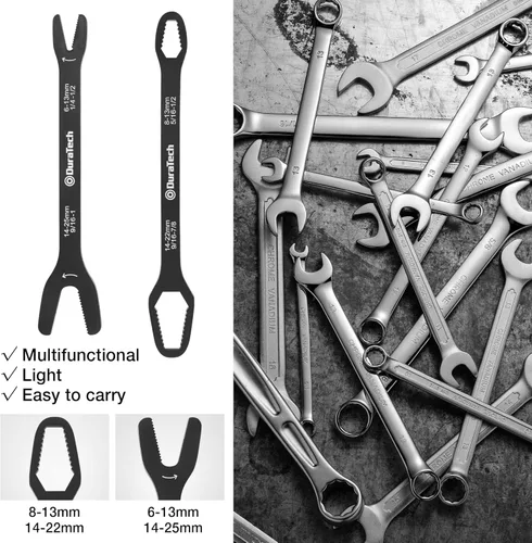 Miniatura 7 de DURATECH Juego de llaves universales, Juego de llaves multifuncional, SAE y métricas, 1/4”-1” & 6-25mm, 38 tamaños en 2 piezas, para reparación