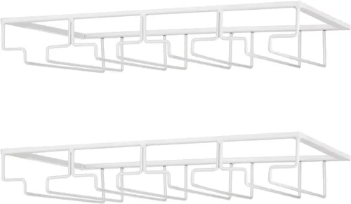 Miniatura 8 de FOMANSH Estante para Copas de Vino - Soporte para Copas de Vino debajo del Gabinete, Organizador de Metal para Copas de Vino y Vasos, Colgador