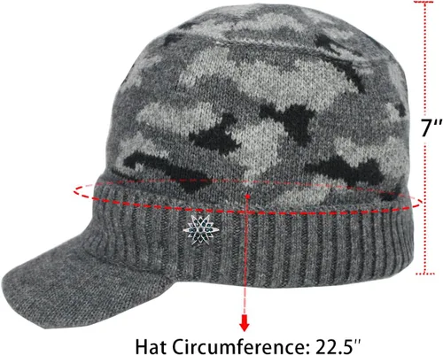 Miniatura 6 de Dahlia Gorro para hombre con visera - lana, sombrero de invierno con borde, forro polar