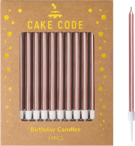 Miniatura 15 de Velas Rosa Oro Larga y Delgada de Cumpleaños, Velas para Pastel, Fiestas de Cumpleaños, Decoraciones de Boda, Velas para Fiestas Oro rosa