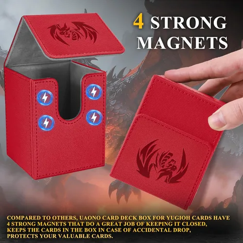 Miniatura 4 de Caja para barajas de cartas UAONO para cartas Yugioh MTG, caja de cubierta de 100+ con 2 divisores compatible con TCG CCG, caja de almacenamiento