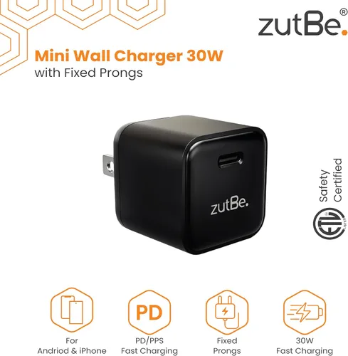 Miniatura 2 de zutBe Cargador de pared USB-C de 30 W, carga rápida PD PPS para iPhone 17, 16/15/14/13 Pro Max, Galaxy S23/S22, Pixel 8/7, iPad Pro/Mini