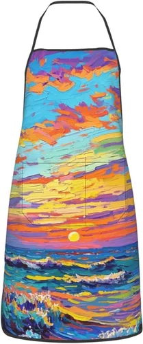 Delantal de artista de pintura colorida con 2 bolsillos, regalos para profesores de arte, estudiantes, pintores, delantales ajustables impermeables
