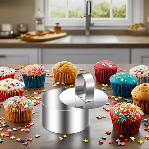 Miniatura 6 de DATANYA Moldes redondos para anillos de pastel, molde de anillos de comida de acero inoxidable de 3 pulgadas con empujadores de 3 pulgadas