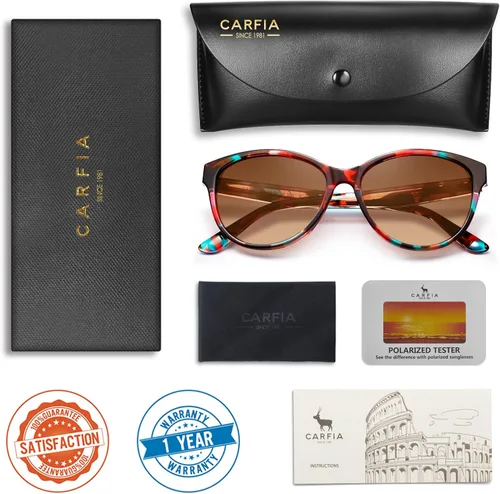 Miniatura 7 de CARFIA Cateye Polarized Sunglasses for Women UV Protection, Italy Handcrafted Acetate Frame with Embossed Pattern Wire Core