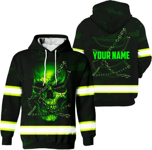 Miniatura 26 de Maddly Ropa de trabajo de seguridad con calavera de alta visibilidad con la bandera de EE. UU., nombre personalizado para trabajadores, corredores