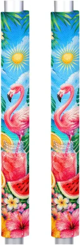 Miniatura 31 de Pardick Juego de 2 cubiertas para manija de puerta de refrigerador, diseño de hoja de limón amarillo lavable, protector decorativo para manija