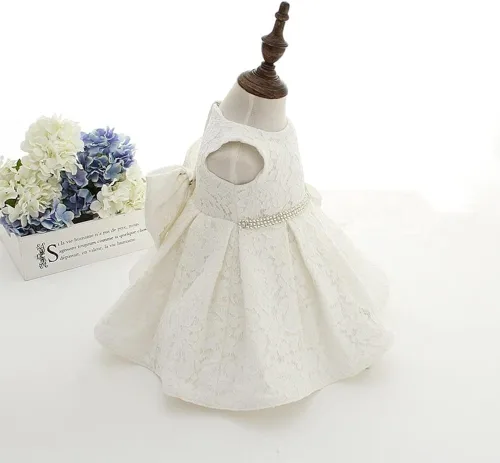 Miniatura 4 de Meiqiduo Conjunto de 3 piezas para niñas y bebés, bautizo, vestido formal de boda