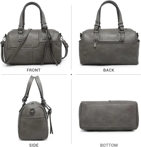 Miniatura 2 de Dasein Bolsas de barril de cuero vegano suave para mujer, bolso de mano grande con asa superior para trabajo, bolso de hombro