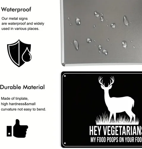 Miniatura 7 de Hey Vegetarians My Food Poops on Your Food Tin Sign Vintage Deer Silhouette Metal Sign Print Aesthetic for Garden Yard Bar Porch Home Bedroom