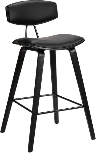 Miniatura 28 de Armen Living Fox - Taburete de bar moderno de mediados de siglo de piel sintética gris y madera negra de 25.5 pulgadas Piel sintética gris/negro