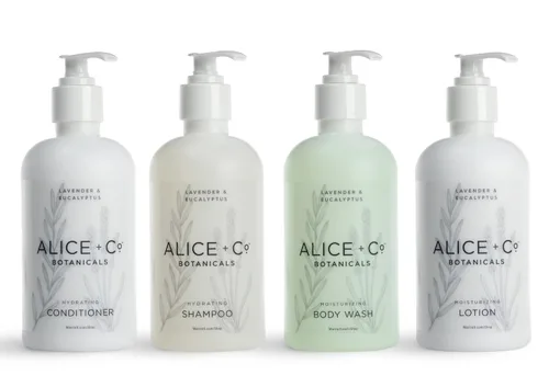 Miniatura 8 de Alice + Co. Champú y acondicionador Lavanda y eucalipto Fairfield by Marriott Amenidades de baño de hotel Botellas de 8.5 oz Set