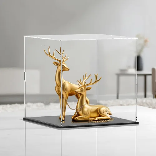 Miniatura 6 de Estuche acrílico de 8 pulgadas para exhibición, caja de acrílico transparente para coleccionables, funda de vidrio alternativo con soporte negro