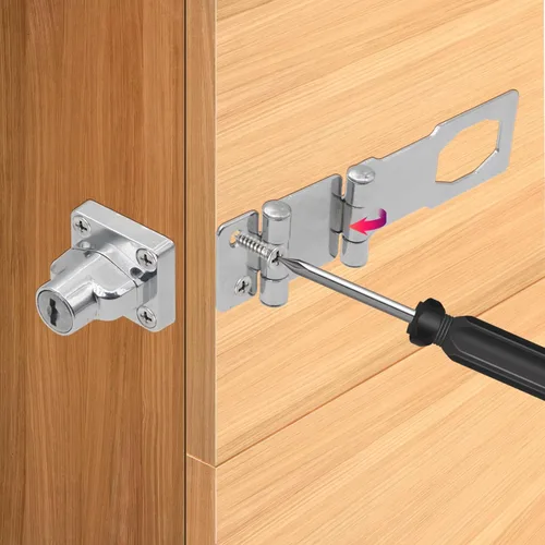 Miniatura 5 de KIBBEH Paquete de 2 Cerraduras de Puerta con Pestillo de Hasp, Cerradura de Cajon de Escritorio de Acero Inoxidable Sólida Plegable 304