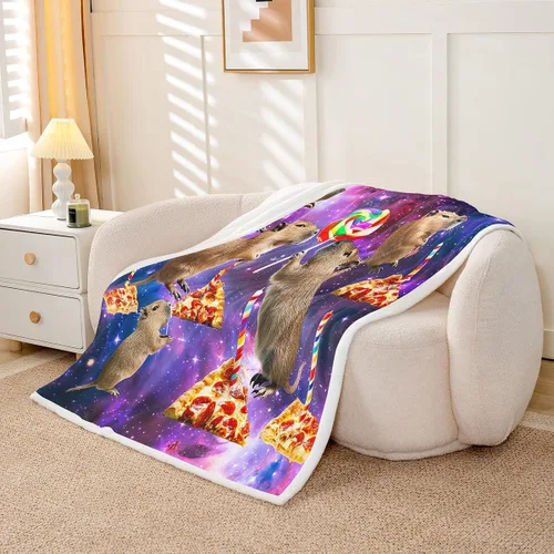 Miniatura 3 de Erosebridal Manta de Capybara de dibujos animados de 40 x 50 pulgadas para niños, bonita manta de vellón marrón Capybaras para niños y niñas, manta