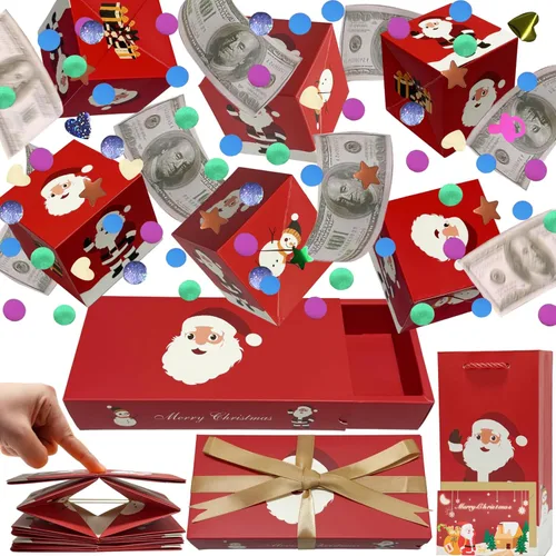Miniatura 10 de JINSTABAG Caja sorpresa caja de regalo para dinero, cajas de regalo plegables únicas con confeti, caja de regalo sorpresa explosión para cumpleaños