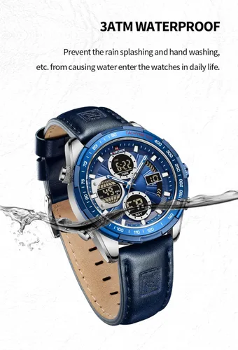 Miniatura 5 de NAVIFORCE Relojes digitales militares para hombre reloj analógico de cuarzo impermeable reloj deportivo multifuncional de cuero