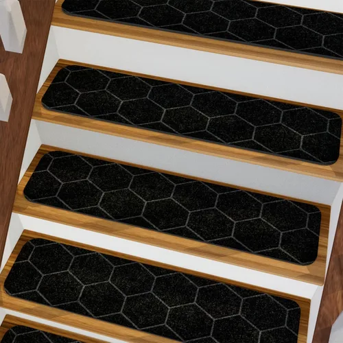 Miniatura 8 de MATAHUM Peldaños antideslizantes para escaleras, paquete de 15 alfombras de 8 x 30 pulgadas, color beige para escalones de madera en interiores